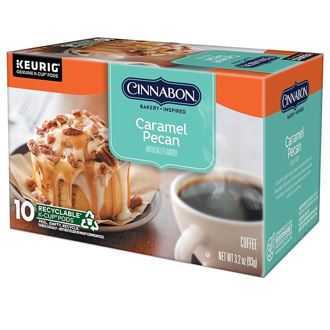 Cinnabon Caramel Pecan Coffee, Keurig Single Serve K-Cup Pods, 60 Count (6 Packs of 10)