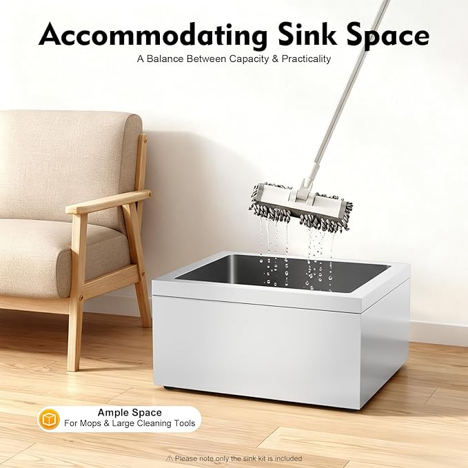 Utility Floor Mount Mop Basin, 22 * 19in Stainless Steel Single Bowl Commercial Sink, Restaurant Kitchen Sink, Accommodating Sink Space, For Home, Restaurant, Hotel, Bar, Laundry Room.