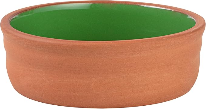 Restaurantware-Terra Tek 6.8 Ounce Terracotta Cazuelas, 2 Green Glazed Clay Pots For Cooking - Oven-Ready, Microwavable, Terracotta Serving Pots, Dishwashable, For Cooking And Serving