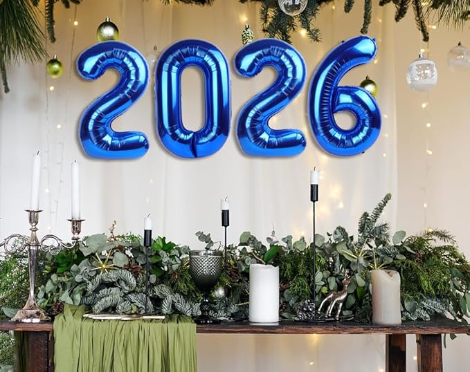 Dark Blue 2026 Number Balloons, 2026 Decorations, 40 Inch Balloon for New Years Eve Decorations & Graduation Decoration Party Supplies, 2 6 20 26 Birthday Parties
