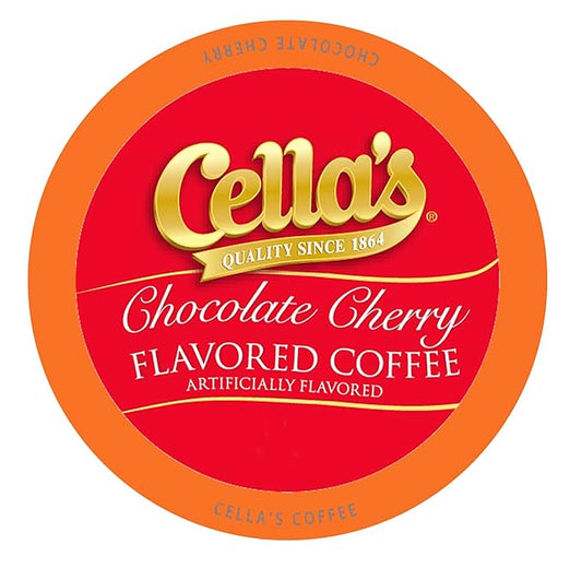 Cella's Chocolate Cherry Coffee Pods Compatible with Keurig K Cup Brewers, Medium Roast Flavored Coffee, Smooth Single Serve Pods for Home and Office, 40 Count