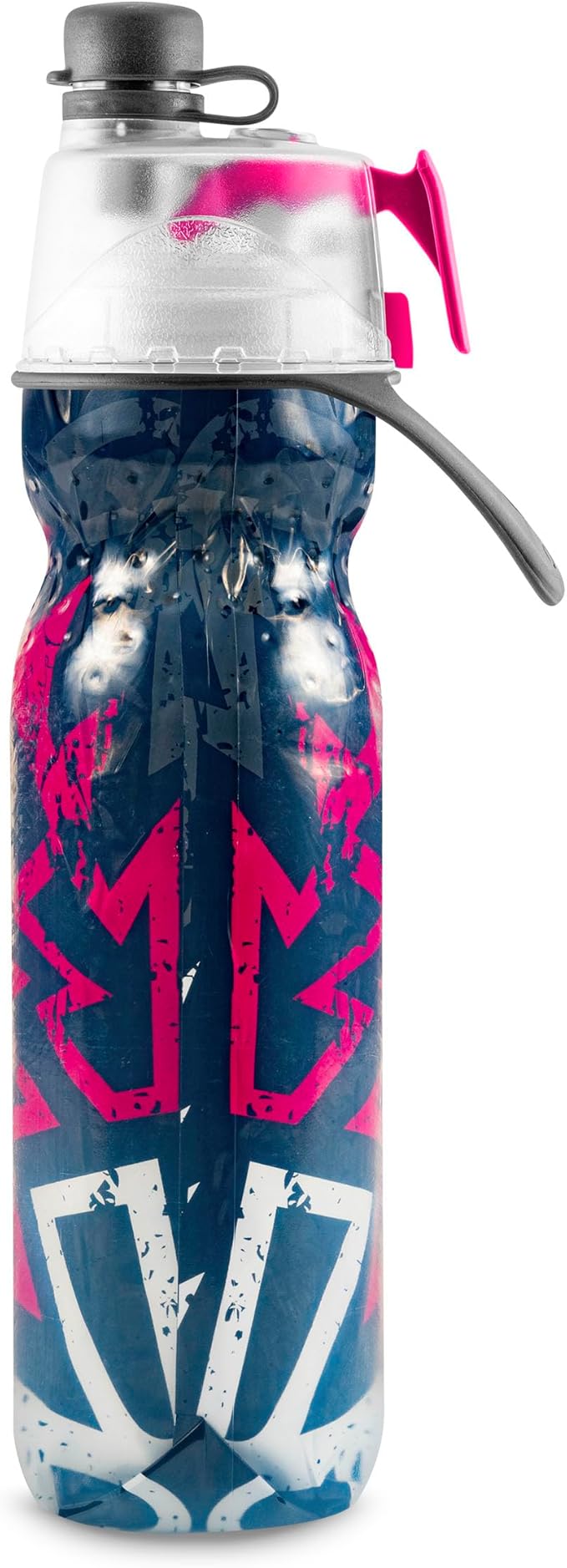 O2COOL Mist 'N Sip Misting Water Bottle 2-in-1 Mist And Sip Function With No Leak Pull Top Spout Reusable Sports Water Bottle - 20 oz (Graffiti Pink)