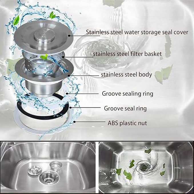 Single Bowl Stainless Steel Sink,Commercial Restaurant Kitchen Sink Drainer Kitchen Restaurant Storage Shelf with Faucet Combo with Strainer for Laundry Garage Commercial Indoor Outdoor