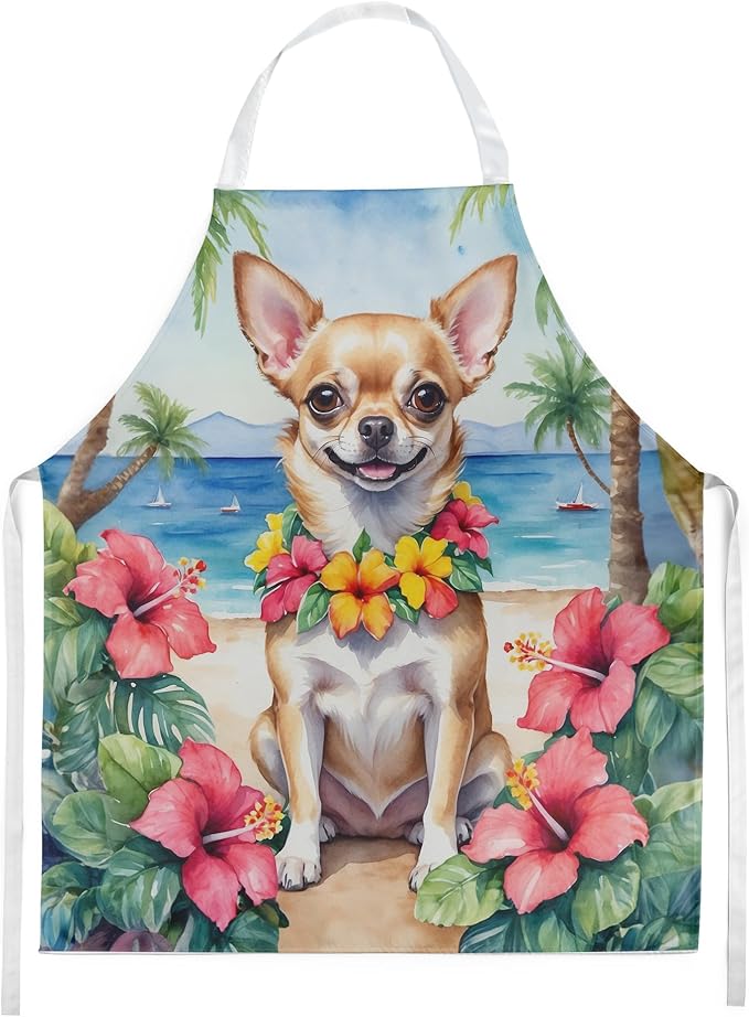 Caroline's Treasures Chihuahua Luau Apron Cooking Kitchen Server Baking Crafts Gardening for Adult Women Men, Unisex, Large, Multicolor