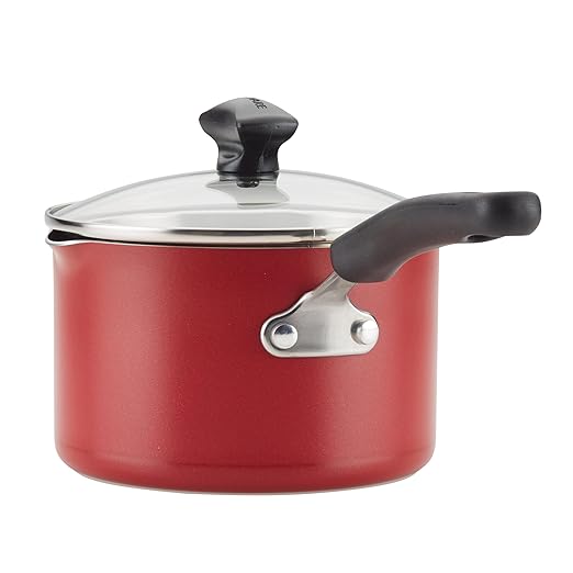 Farberware Cookstart DiamondMax Nonstick Cookware/Pots and Pans Set, Dishwasher Safe, Includes Baking Pan and Cooking Tools, 15 Piece - Red