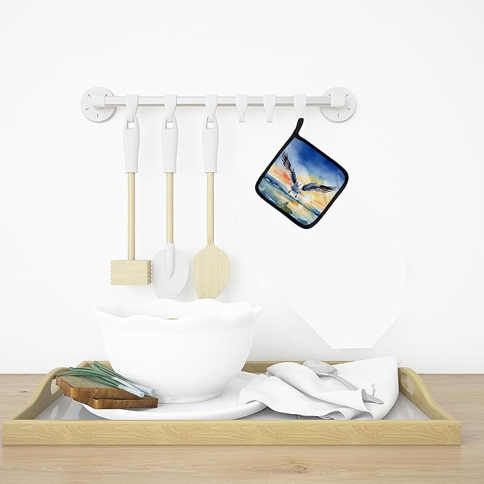 Caroline's Treasures Gull Flying Low Pair of Pot Holders Kitchen Heat Resistant Pot Holders Sets Oven Hot Pads for Cooking Baking BBQ, 7 1/2 x 7 1/2