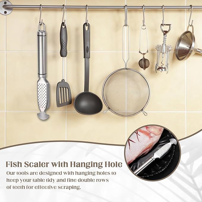 2 Pack Fish Scales Scraping Tool,Multifunction Stainless Steel Fish Scaler Remover, Kitchen Tools Scale-scraping Crafts for Home Market Restaurant