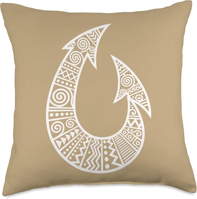 Decorative Fishing Hook Tribal Art Fishing Hook Fisherman Throw Pillow