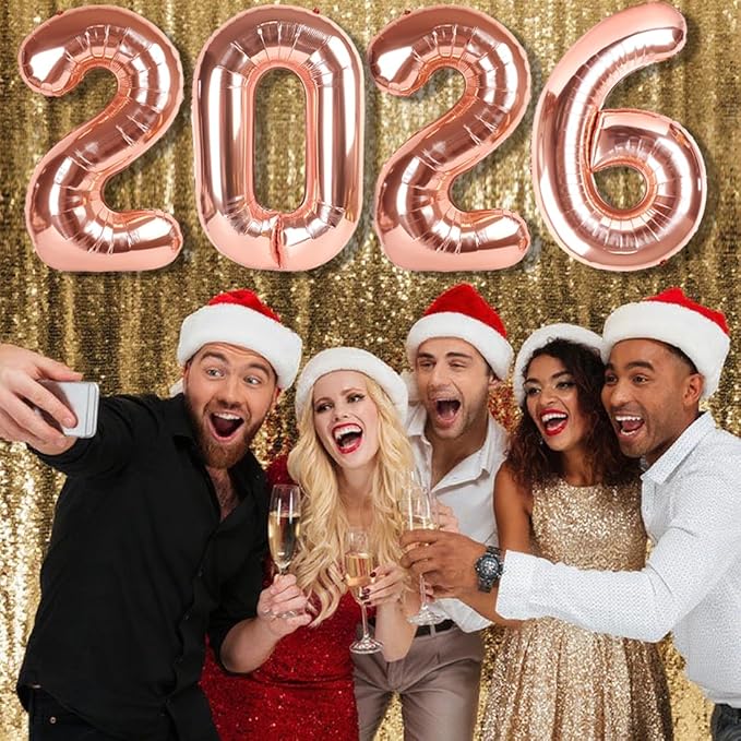2026 Numbers Rose Gold Balloon, 40 Inch Balloon, New Years Eve Decorations, Balloons for New Years Eve Party Supplies 2026, Graduation Decoration, 2 6 20 26 Birthday Parties