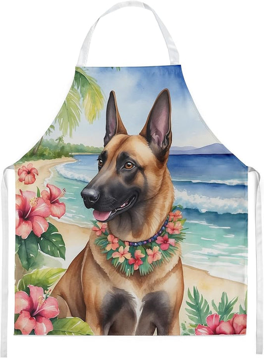 Caroline's Treasures Belgian Malinois Luau Apron Cooking Kitchen Server Baking Crafts Gardening for Adult Women Men, Unisex, Large, Multicolor