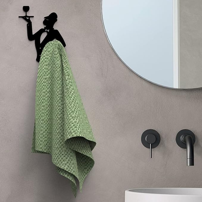 Pierre - Kitchen Towel Holder in a French Wine Waiter Design. Black Towel Hook - Hand Towel Holder for Bathroom & Kitchen - Heavy Duty Shower Hook - Service Waiter Design