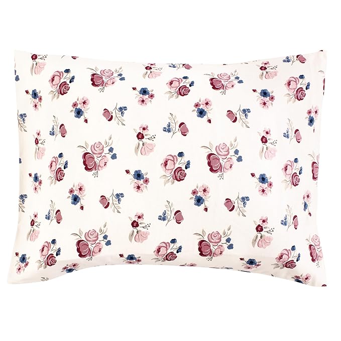 Hudson Baby Unisex Baby Cotton Toddler Pillow Case, Dusty Rose Floral, One Size