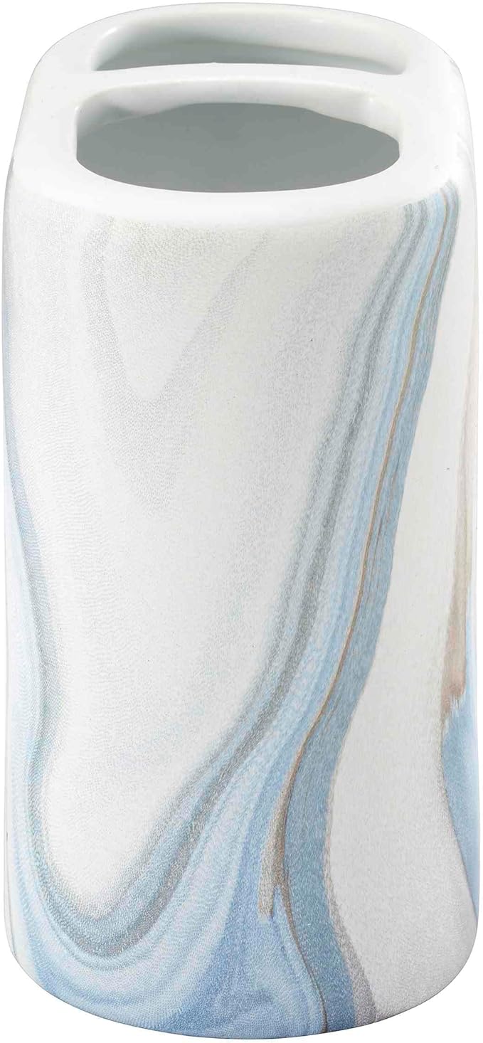 Avanti Linens - Toothbrush Holder, Resin Countertop Accessories, Guest Bathroom Essentials (Waves Collection, Blue)
