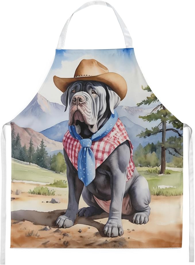 Caroline's Treasures Neapolitan Mastiff Cowboy Welcome Apron Cooking Kitchen Server Baking Crafts Gardening for Adult Women Men, Unisex, Large, Multicolor