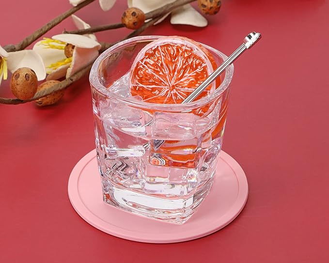 ONLYKXY 3 Pieces 3.93 Inch Silicone Coasters, Round Coasters for Drinks, Beverage Coffee Tea Coaster (Pink)