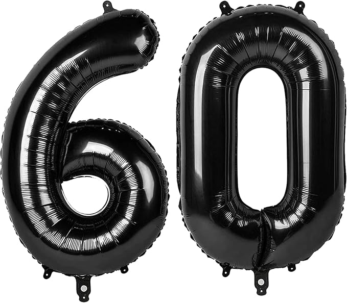 60Th Birthday Decorations For Men, Black Party Decoration for Women Adults Parents, Big Number 60 Balloons for 60th Birthday Party Decorations