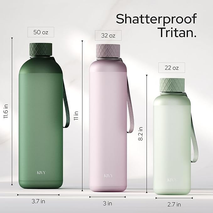 KIVY Slim Water Bottle 22oz [Lightweight & Shatterproof] - Reusable Tritan Water Bottle - Leak Proof Bottle for Women & Men - Water bottle no straw - Dishwasher Safe - BPA Free - Blue