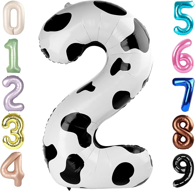 2 Numbers Balloon 40 Inch White Black Two Balloon Number Birthday Decor, 2nd 12 21st Party Celebration Decorations Graduations Wedding Baby Shower