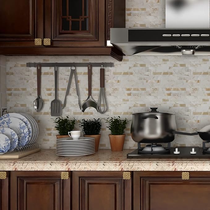 Yipscazo 2026 New Upgrade Peel and Stick Backsplash, Stick on Backsplash Tiles for Kitchen, Bathroom, Fireplace (10 Sheets, Beige Rocks)
