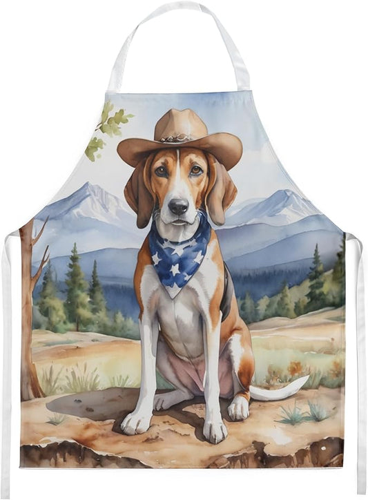 Caroline's Treasures American Foxhound Cowboy Welcome Apron Cooking Kitchen Server Baking Crafts Gardening for Adult Women Men, Unisex, Large, Multicolor