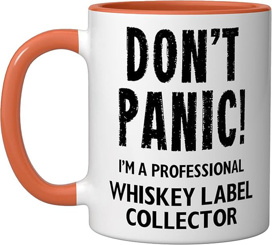 Whiskey Label Collector Ceramic Mug, Orange/White