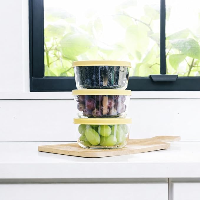 DURA LIVING 12-Piece Glass Food Storage Containers Set (6 Containers + 6 BPA-Free Lids) | 2-Cup, Leakproof | Microwave, Freezer, Oven & Dishwasher Safe | Ideal for Meal Prep & Pantry Organization
