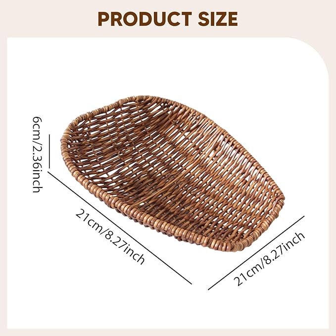Fenteer Imitation Rattan Storage Basket, Vanity Tray Home Decor for Organizing for Bedroom, Kitchen, Bar, M