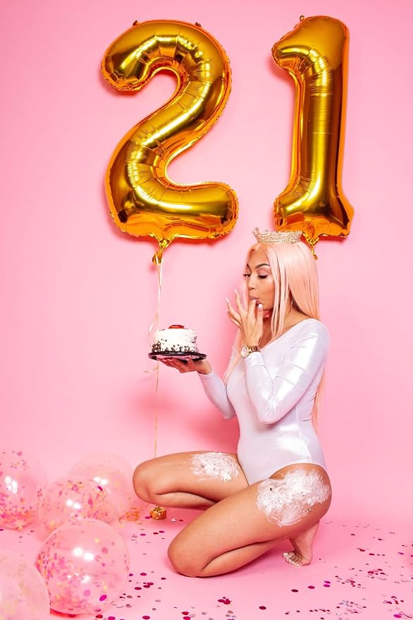 Balloon 12 Number 40 Inch, Gold Large Number Balloons Birthday Gift for 12 21 Years Old, Maylar Balloon Decorations for Wedding Engagement Graduations Memorial Day's