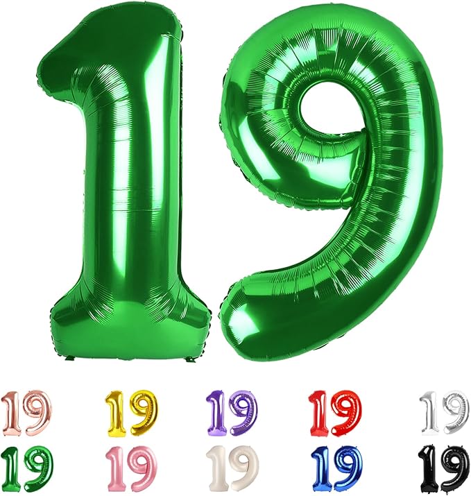 Numbers 19 Balloons, 19 Balloons, 19th Dark Green Party Decorations 40 In Big 19th for Girl Boys Engagement, Wedding, Celebration Party, Graduations, Photo Shoot