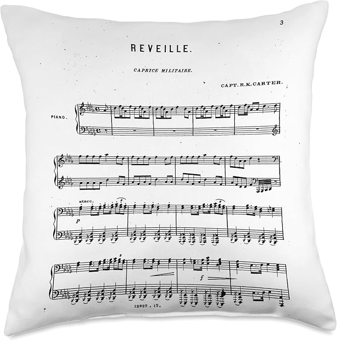 Reveille Sheet Music Throw Pillow