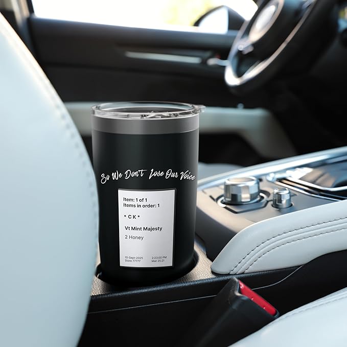 So We Don't Lose Our Voice Mint Majesty Tea Order Tea Label Stainless Steel Insulated Tumbler
