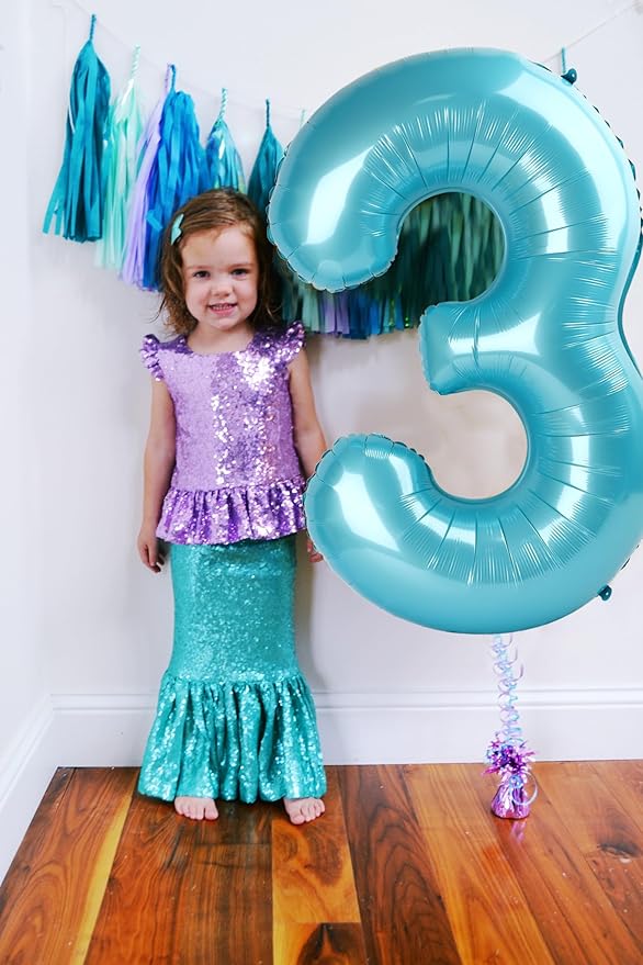 Number Balloons 1, 40 Inch One Balloons for 1st Birthday Girl Boy 1 11 21 Party Decorations Baby Shower Photo Shoot, Pastel Blue 1 Balloon