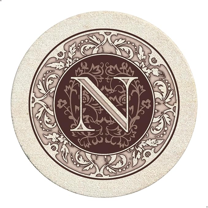Thirstystone Monogram Letter N 4 Pack Sandstone Coasters Manufactured in The USA Decorative Absorbent Easily Wipes Clean