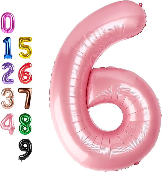 Pearl Pink 6 Number Balloon Balloons, Happy Birthday Decoration for 6th, 40 Inch Six Number Balloons for 6, 16, 26, 60, 2026 Wedding Anniversaries Singles Party, 2026 New Years Eve Party
