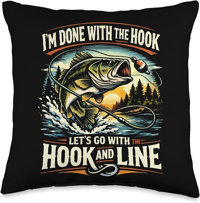 Done with the Hook Let’s Go Hook and Line Throw Pillow