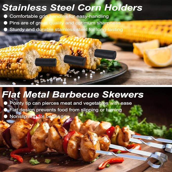 POLIGO 29 PCS BBQ Grill Accessories Stainless Steel BBQ Tools Grilling Tools Set with Storage Bag for Fathers Day Dads Birthday Presents - Camping Grill Utensils Set Ideal Grilling Gifts for Men Black