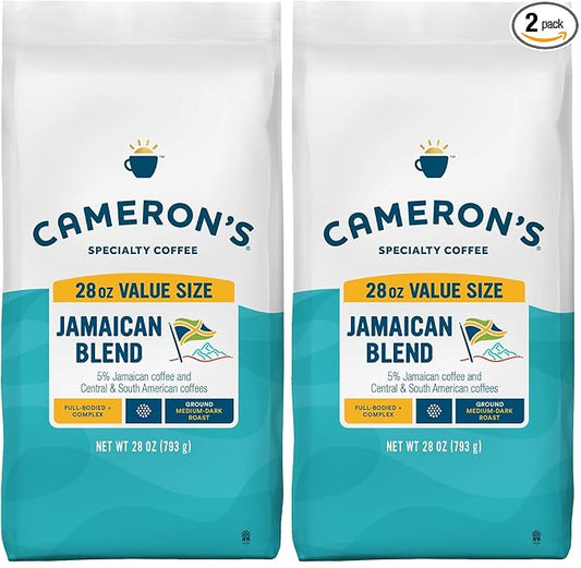 Cameron's Coffee Roasted Ground Coffee Bag, Jamaican Blend, 28 Ounce (Pack of 2)
