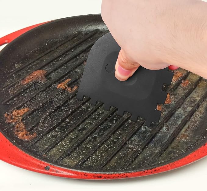 3 Set Plastic Grill Pan Scraper Tool for Griddle Cleaner, Cast Iron Accessories, Kitchen Cleaning Tool Kit