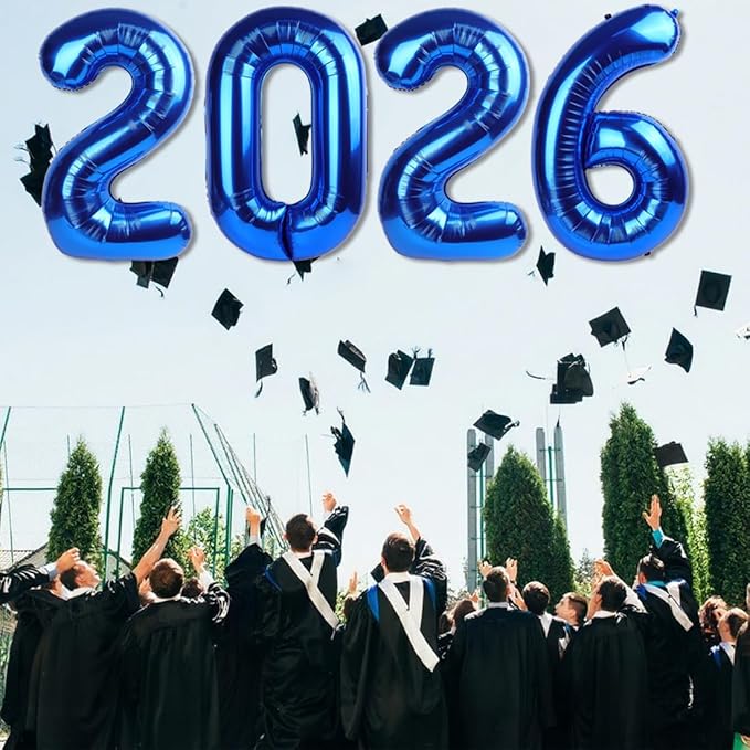 Dark Blue 2026 Number Balloons, 2026 Decorations, 40 Inch Balloon for New Years Eve Decorations & Graduation Decoration Party Supplies, 2 6 20 26 Birthday Parties