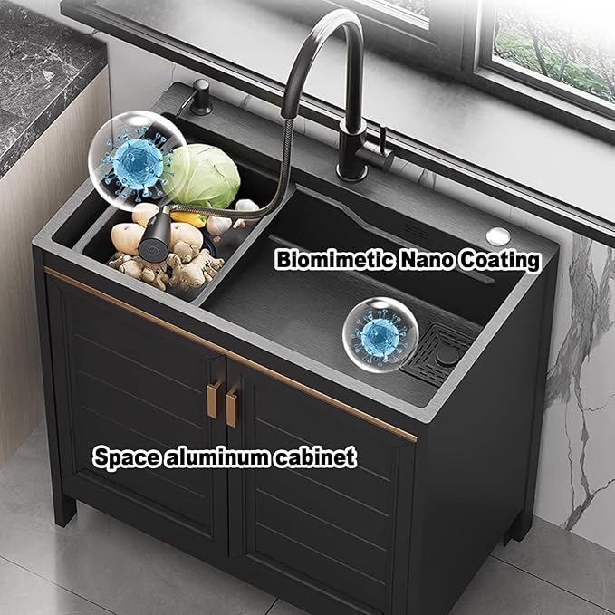 Indoor Utility Kitchen Sink With Cabinet,Commercial Garage Stainless Steel Sink,Industrial Sink With Faucet,Freestanding Laundry Utility Sink,Pet Wash Station,1 Compartment. ( Color : White+Multifunct