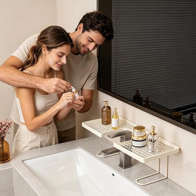 Faucet Shelf, Space Saving, 50x11x11cm, Iron Sink Storage Rack, Drain Shelf Kitchen, Easy Install, For Hotel Restaurant Bathroom Washbasin Counter Use