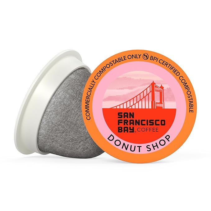 San Francisco Bay K-Cup Coffee Pods, Donut Shop (120 ct), Medium-Light Roast, Commercially Compostable Single-Serve Coffee Pods