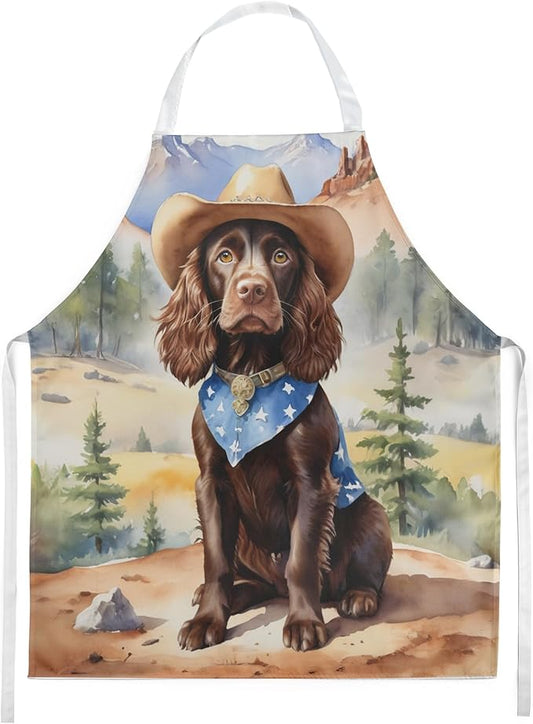 Caroline's Treasures Boykin Spaniel Cowboy Welcome Apron Cooking Kitchen Server Baking Crafts Gardening for Adult Women Men, Unisex, Large, Multicolor