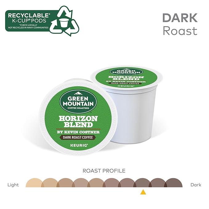 Green Mountain Coffee Roasters Horizon Blend Coffee by Kevin Costner, Single Serve Keurig K-Cup Pod, 60-Count Box