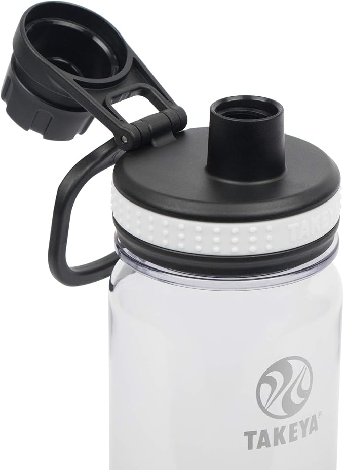 Takeya Tritan Sport Water Bottle with Spout Lid - BPA-Free & Dishwasher-Safe - Reusable with Lid Handle - Simple Leak-Proof Water Bottle - 24 oz, Clear (Pack of 4)
