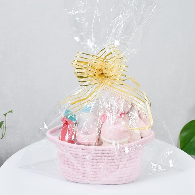 ABenkle Small Storage Basket, Mini Basket, Cute Tiny Cotton Rope Woven Basket, Shelf Basket, Boho Decorative Toy Storage Bin Gift Baskets, White