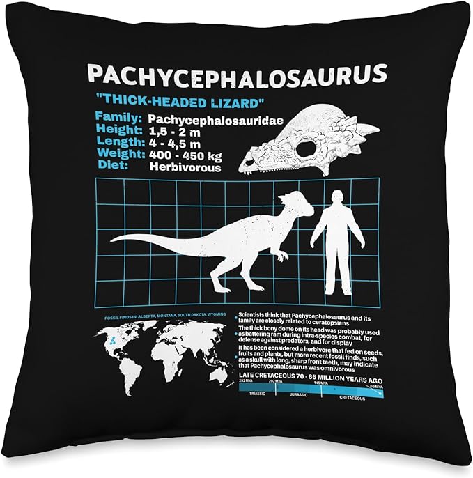 Pachycephalosaurus fact Sheet Dinosaur Facts Throw Pillow
