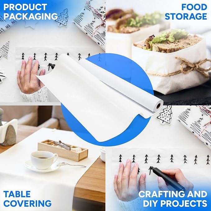 24" x 1200" (100') Made in USA White Freezer Paper Roll – Moisture-Resistant Wrap, Prevents Freezer Burn, Keeps Meat Fresh for up to 1 year – Plastic Coated Paper for Meat, Fish, and Poultry
