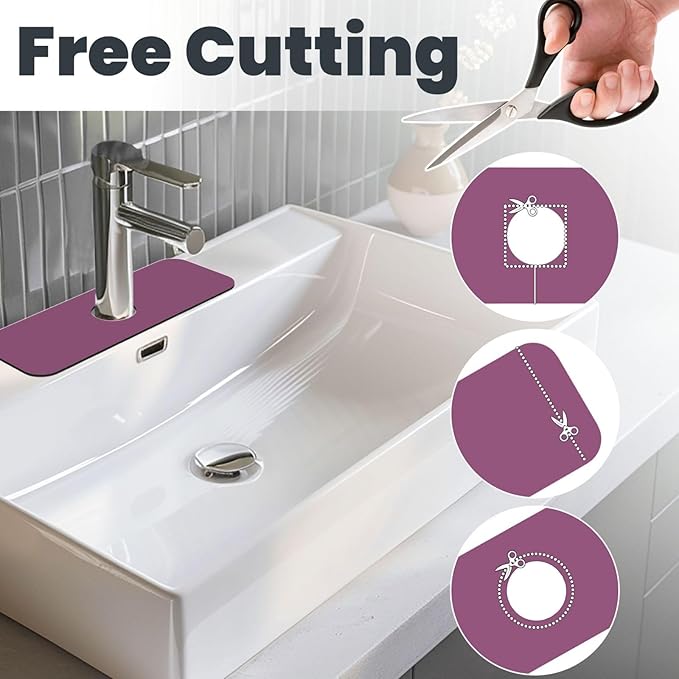 Solid Color Grape red Printed Faucet Absorbent mat, Suitable for bathrooms, Kitchens, and Other Sink Areas.