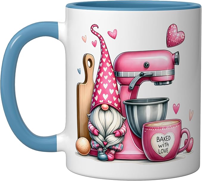 Baker Cute Baking Pastry Chef Bake Love Bakery Owner Ceramic Mug, Blue/White